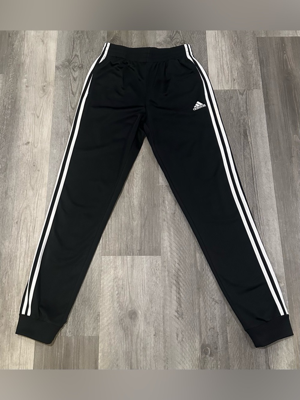 Adidas Boys Black 3-Stripe Track Pants Joggers Size: XL 18/20